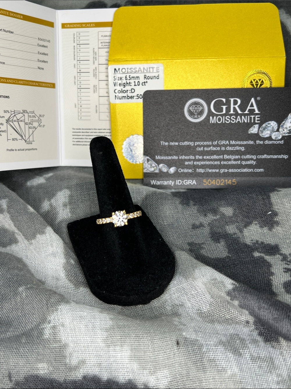 GRA Moissanite 1ct Round Center Stone 18k over Sterling Silver 925